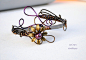 Wire wrapped upper arm cuff with purple  flower by IanirasArtifacts