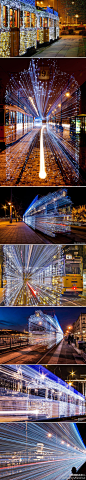 布达佩斯的一列装了3万个LED小灯的电车