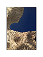 大芬油画村木板雕刻金色抽象手绘蓝色底纹简约时尚装饰画工程定制-淘宝网
