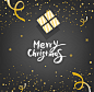 黑色背景 金色元素 节日礼盒 圣诞节手绘海报设计AI cm180011546