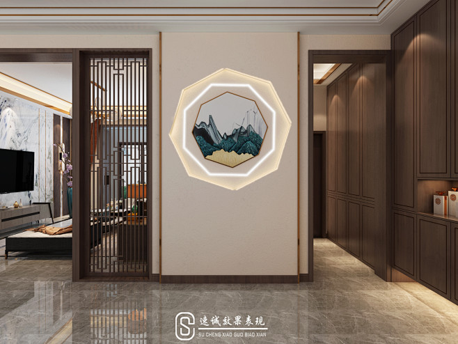 新中式客厅——速诚出品-室内设计-拓者设...