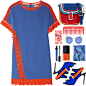 A fashion look from June 2016 featuring short blue dresses, open toe sandals and suede purse. Browse and shop related looks.