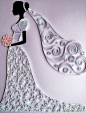 精致“抓褶”的婚纱，花朵盛开的裙摆，还有那浪漫的头纱
