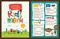 Cute colorful kids meal menu template Premium Vector