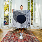 法国实验设计师Marlene 黑白银河几何男士披肩真丝大方巾 GALAXY-淘宝网
