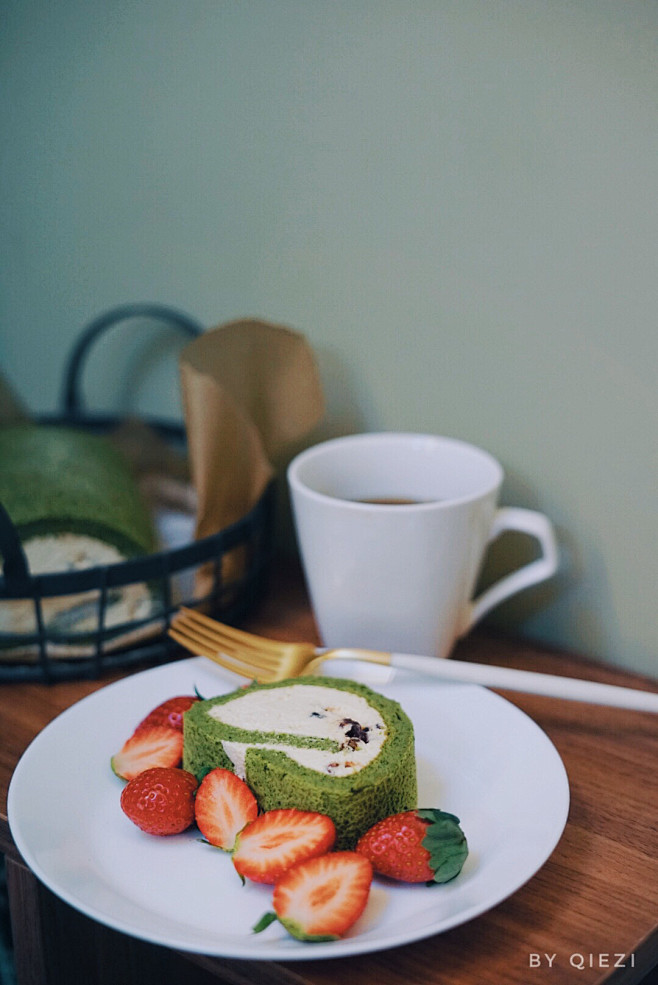 抹茶蜜豆卷