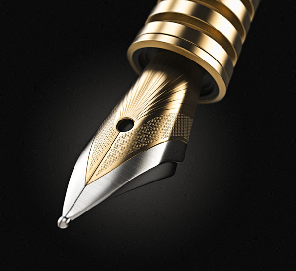 3d Golden Ink Pen on...