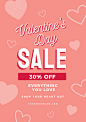 Valentines Day 30% Off Sale Template with Hand-drawn hearts