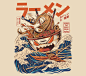 The Great Ramen off Kanagawa : The second illustration of the serie Foodzillas.