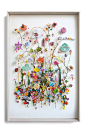 Flower Constructions : 3 d collage of  cutout flower prints and dried flowers.