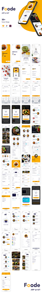 #外卖App模板#
黄色美食外卖订餐订单追踪分类等app ui源文件sketch xd模板