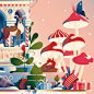 CHRISTMAS FANTASY : I’ve been commissioned to illustrate the magical worlds of Santa Claus for the legendary French department store chain Printemps. The main illustration is an ode to fantasy where the 2 iconic little children, Jules & Violette head 