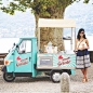 Cute little Piaggio Ape gelato truck spotted in Lago Di Como by @CarlaChoyPhoto.