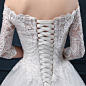 Free shipping 2015 new luxurious wedding dress winter fashion Korean word shoulder was thin straps sleeve yards