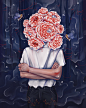 surreal realistic stylized fine art digital painting fantasy Fashion  colorful Flowers women