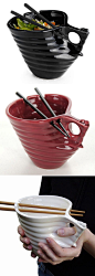 Ramen and udon noodle bowl--fits perfectly in your hands, with a built-in chopstick holder