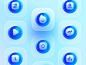 Blue Icon Set / V2 userinterface user experience bluereceipt blue static icon design iconography icon set icons icon profile statics clock instagram play messenger setting typography design