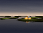 3D c4d CGI grass lake Landscape redshift water