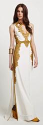 Elie Tahari Gold & White Gown