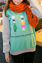 2013学生春秋装外套新款韩版少女装长袖套头卫衣宽松拼色袖卡通-淘宝网
