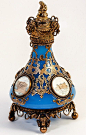 Superb 7 Tall Paris Grand Tour Souvenir Eglomise & Opaline Dore Ormolu Perfume Bottle, Flask