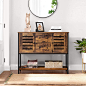 Amazon.com - VASAGLE Lowell Storage Cabinet, Floor Cabinet and Sideboard with 2 Drawers, 2 Cupboards, and Shelf, for Living Room, Kitchen, Dining Room, Industrial, Rustic Brown and Black ULSC082B01 - Buffets & Sideboards