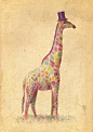 Fashionable Giraffe Art Print #采集大赛#