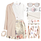 A fashion look from November 2014 featuring white crop top, pink coat and pleated skirt. Browse and shop related looks.