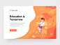 Education Webpage and Illustration book cloud logo whale student web education design orange ui illustration
