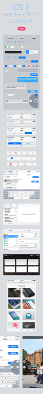 iOS 8 iPhone 6 Plus GUI PSD : Hey Guys,I'd fun time to create the iOS8 iPhone 6 Plus GUI kit but yeah it was long journey and finally pretty happy to share with you iPhone 6 Plus GUI kit, Of course it is totally free. How does that sounds?Do you want to s