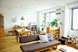 北欧系リビング。Scandinavian interior from Japan. Multipurpose room, white, light, wood: 