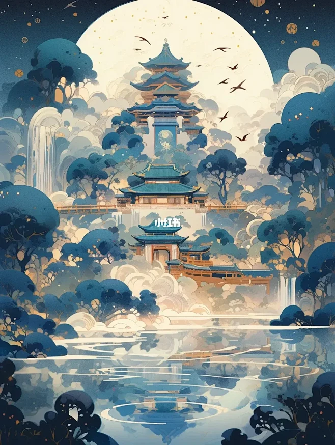 Ai古风插画|琼楼玉宇-花瓣网