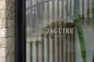 Logo mockup modern window sign stone wall