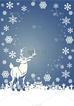 白色的驯鹿和雪花