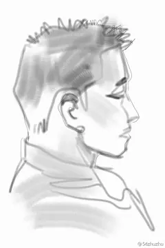 地铁上的男侧。@欧特克SketchBook