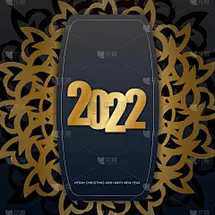 手册模板2022圣诞快乐黑色与豪华黄金饰品