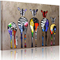 Modern-Abstract-Canvas-Painting-Prints-Multicolored-Zebra-Home-Decor-Wall-Art: 