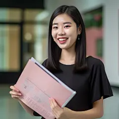(4/4)穿着粉色衬衫的女孩手持一本笔记本，在工笔风格中展示着高超的绘画技巧，展现着微笑的核心，进步的学术精神，明亮的光泽，里昂学派，隋朝(AI绘图来自WeDraw.art)