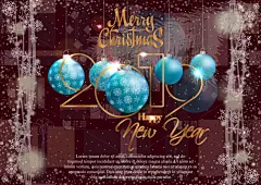 2019,新年前夕,贺卡,华丽的,简单,模板,小册子,领导能力,设计,问候