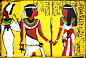 古埃及墓室壁画印象（粉印版画）