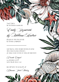 Zola x Maggie Enterrios Customizable Wedding Suite : Customizable wedding invitation suite illustrated by Maggie Enterrios, exclusively for Zola. Beach themed florals, shells and palms in 3 colorways.