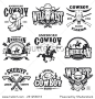set of vintage cowboy emblems ...