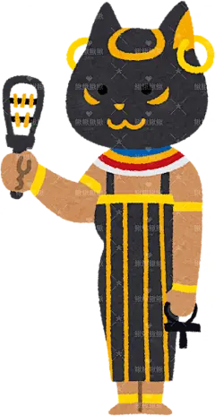 埃及神话中的猫头女神巴斯特贴纸扁平儿童插画元素卡通免扣png图片素材