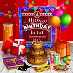 卡通可爱生日聚会彩带气球邀请函贺卡卡片AI矢量设计素材AI181-淘宝网
