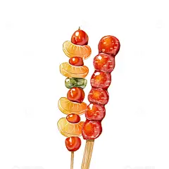 手绘美食写实插画糖葫芦山楂橘子冬季高清模板免费下载-趣麦麦图