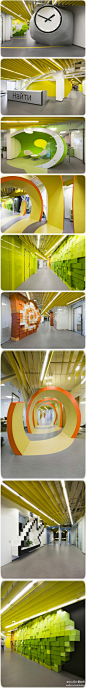 #办公室设计#俄罗斯的YANDEX OFFICE 是由ZA BOR ARCHITECTS 负责设计完成的，设计师打造了一个独特的办公室空间，跳跃的色彩，极富创意的设计令人眼前一亮。更多好作品欢迎关注KSL微信：KSL_DESIGN或官网：http://t.cn/zOhgxxG