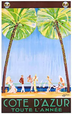 1930 FRANCE Cote DAzur All Year PLM Travel Poster