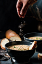 Spiced Cauliflower & Almond Soup Action Shot