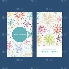 矢量彩色涂鸦雪花垂直圆框图案名片