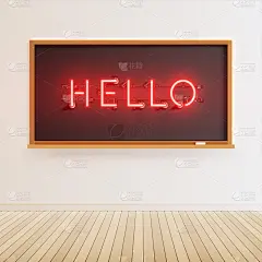 霓虹灯字标志在现实的黑板上，矢量插图